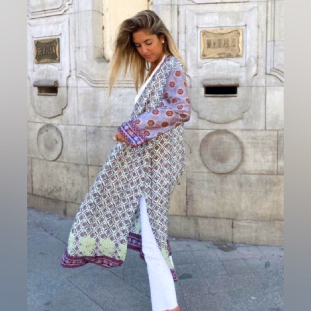 ZARA Printed Purple Kimono Dress